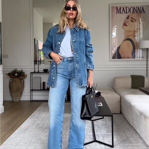 Zara Light Blue Wide Leg Jeans